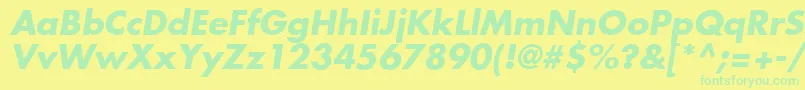 FuturaLtBoldOblique Font – Green Fonts on Yellow Background