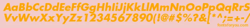 FuturaLtBoldOblique-Schriftart – Orangefarbene Schriften auf rosa Hintergrund
