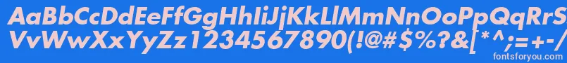 FuturaLtBoldOblique-fontti – vaaleanpunaiset fontit sinisellä taustalla