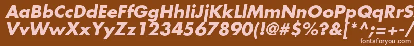 FuturaLtBoldOblique-fontti – vaaleanpunaiset fontit ruskealla taustalla