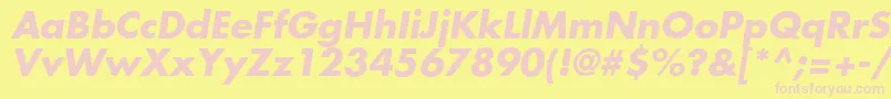 Fonte FuturaLtBoldOblique – fontes rosa em um fundo amarelo