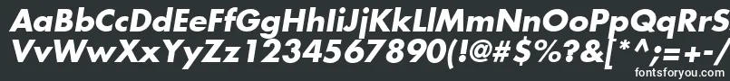 FuturaLtBoldOblique-fontti – valkoiset fontit mustalla taustalla