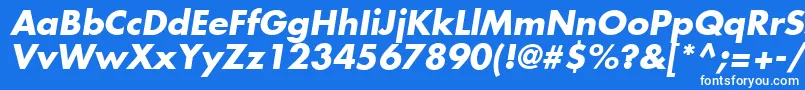 FuturaLtBoldOblique-fontti – valkoiset fontit sinisellä taustalla