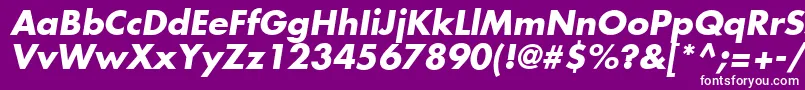 FuturaLtBoldOblique-fontti – valkoiset fontit violetilla taustalla