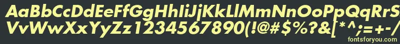 FuturaLtBoldOblique-fontti – keltaiset fontit mustalla taustalla