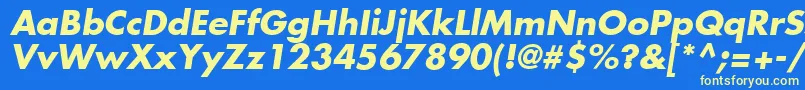FuturaLtBoldOblique-fontti – keltaiset fontit sinisellä taustalla