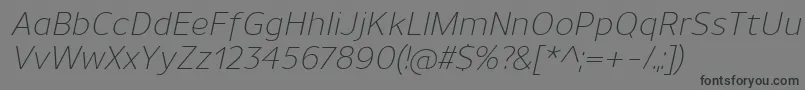 UnimanLightitalic-Schriftart – Schwarze Schriften auf grauem Hintergrund