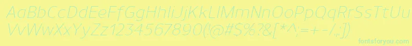 Fonte UnimanLightitalic – fontes verdes em um fundo amarelo