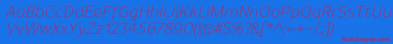 UnimanLightitalic Font – Red Fonts on Blue Background