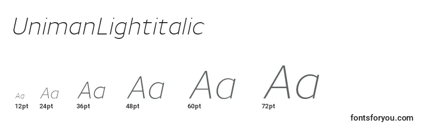 UnimanLightitalic Font Sizes