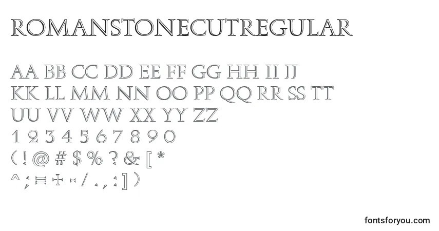 Czcionka RomanstonecutRegular – alfabet, cyfry, specjalne znaki