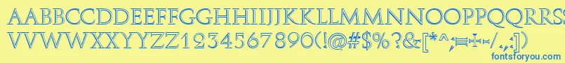 RomanstonecutRegular Font – Blue Fonts on Yellow Background