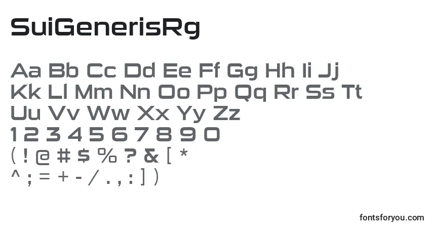 Шрифт SuiGenerisRg – алфавит, цифры, специальные символы