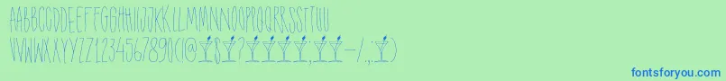 Weitere Informationen zur DkShakenNotStirred-Schriftart DkShakenNotStirred-Schriftart – Blaue Schriften auf grünem Hintergrund