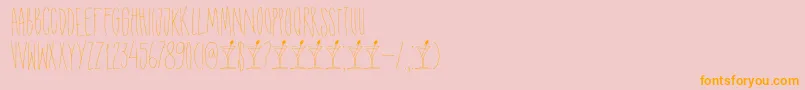 DkShakenNotStirredフォントについての詳細 フォントDkShakenNotStirred – オレンジの文字がピンクの背景にあります。