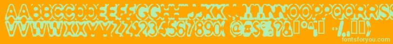 フォントConsolidated – オレンジの背景に緑のフォント