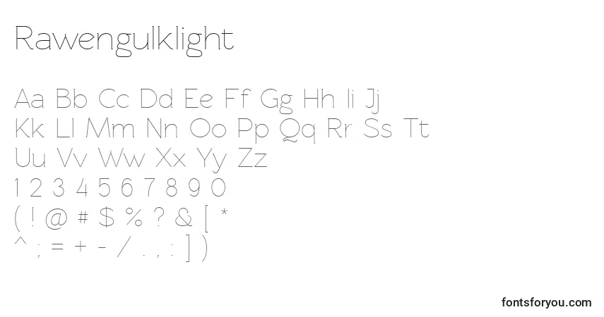Schriftart Rawengulklight (102789) – Alphabet, Zahlen, spezielle Symbole
