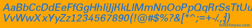 フォントGroti11 – オレンジの背景に青い文字