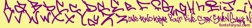 GraffdOut Font – Purple Fonts on Yellow Background