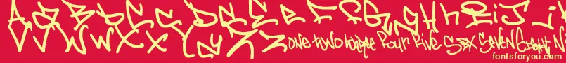 GraffdOut Font – Yellow Fonts on Red Background