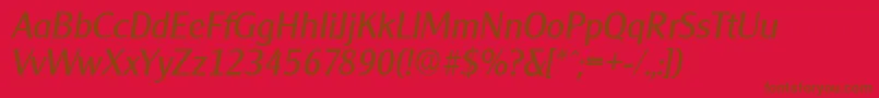CleargothicserialItalic-Schriftart – Braune Schriften auf rotem Hintergrund