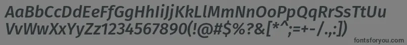 Czcionka FirasansMediumitalic – czarne czcionki na szarym tle