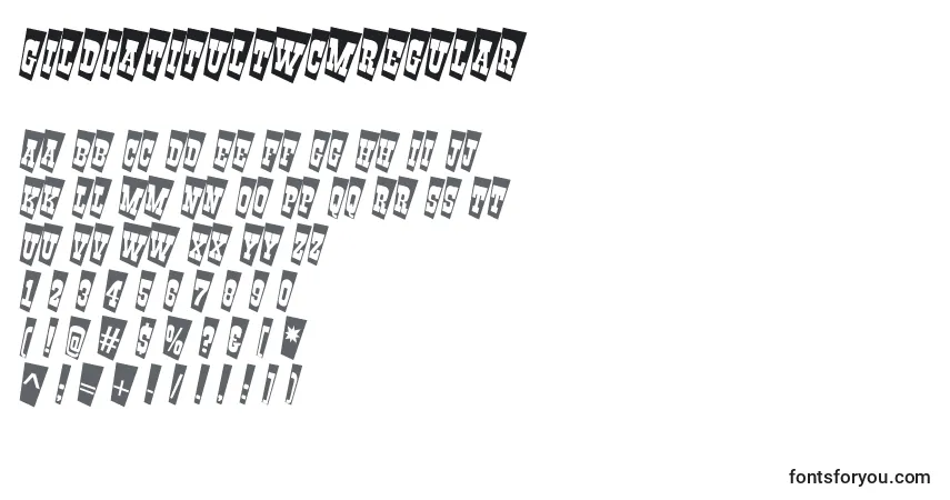 Шрифт GildiatitultwcmRegular – алфавит, цифры, специальные символы