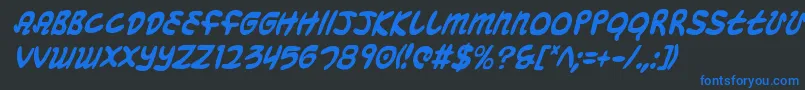 MagicBeansCondensedItalic Font – Blue Fonts on Black Background