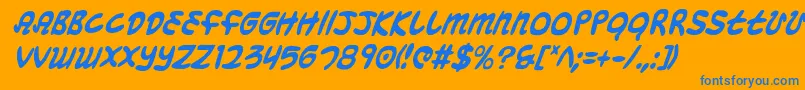 MagicBeansCondensedItalic Font – Blue Fonts on Orange Background