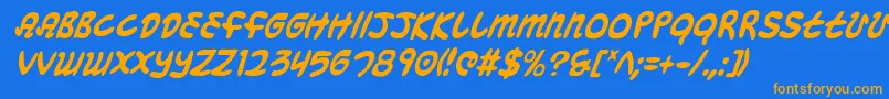 MagicBeansCondensedItalic Font – Orange Fonts on Blue Background