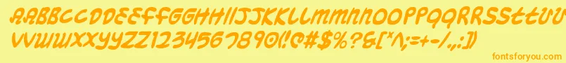 MagicBeansCondensedItalic Font – Orange Fonts on Yellow Background