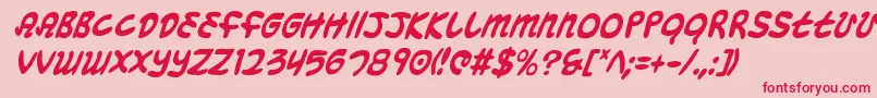 MagicBeansCondensedItalic Font – Red Fonts on Pink Background