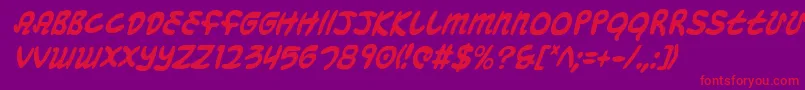 MagicBeansCondensedItalic Font – Red Fonts on Purple Background