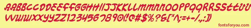 MagicBeansCondensedItalic Font – Red Fonts on Yellow Background