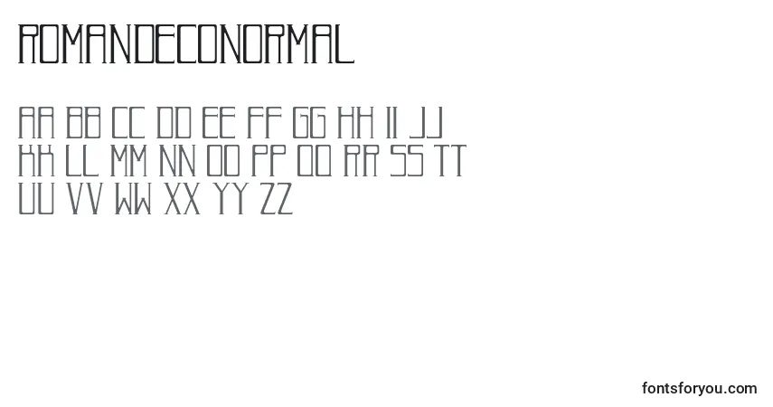 Czcionka RomanDecoNormal – alfabet, cyfry, specjalne znaki