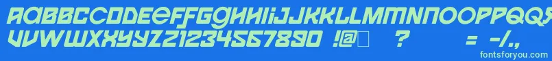 Spaceport1i Font – Green Fonts on Blue Background