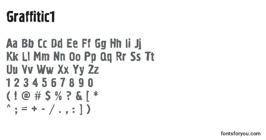 Czcionka Graffitic1 – alfabet, cyfry, specjalne znaki