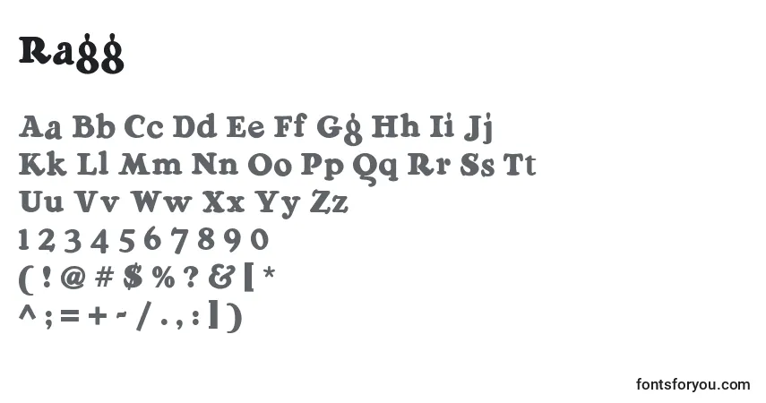 Шрифт Ragg – алфавит, цифры, специальные символы