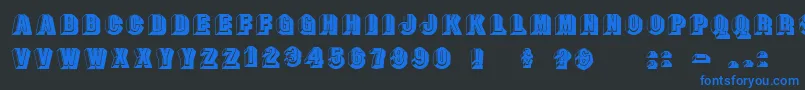 Doublefaces-fontti – siniset fontit mustalla taustalla
