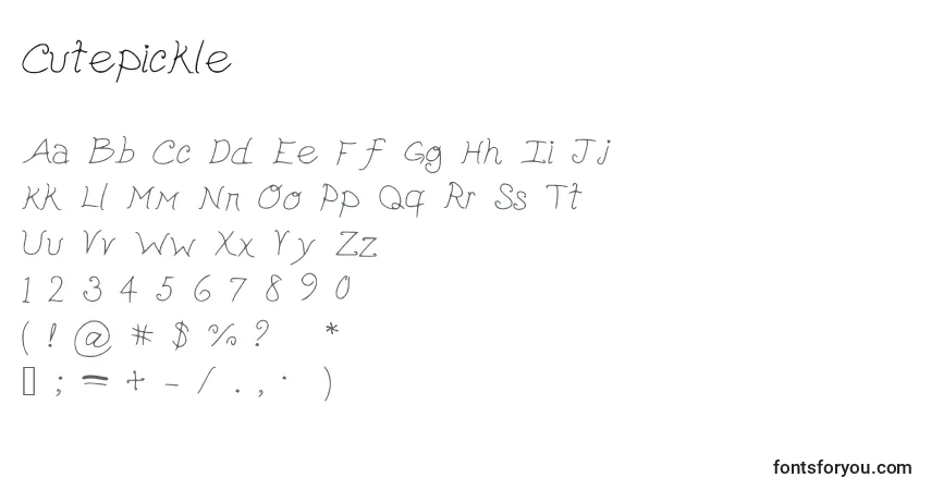 Czcionka Cutepickle – alfabet, cyfry, specjalne znaki