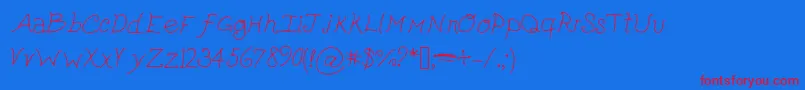 Cutepickle-Schriftart – Rote Schriften auf blauem Hintergrund