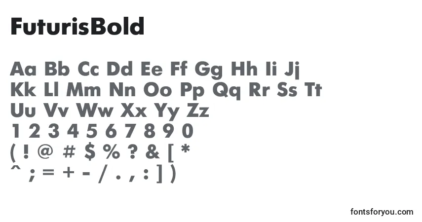 Czcionka FuturisBold – alfabet, cyfry, specjalne znaki