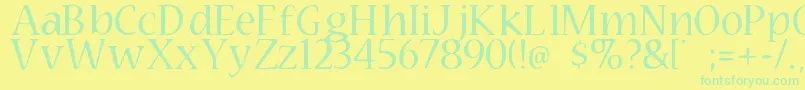 Technomage-Schriftart – Grüne Schriften auf gelbem Hintergrund
