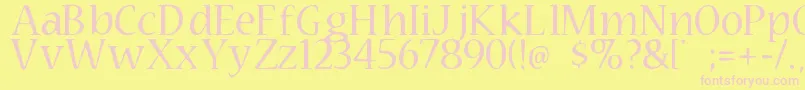Technomage-Schriftart – Rosa Schriften auf gelbem Hintergrund