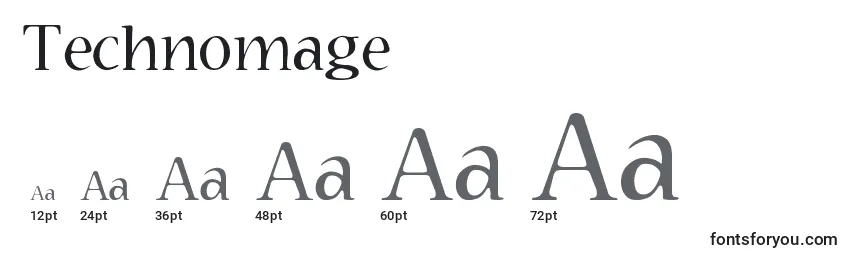 Technomage Font Sizes