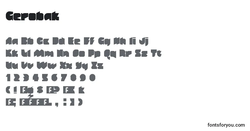 Шрифт Gerobak – алфавит, цифры, специальные символы