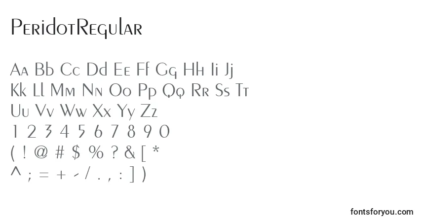 Fuente PeridotRegular - alfabeto, números, caracteres especiales