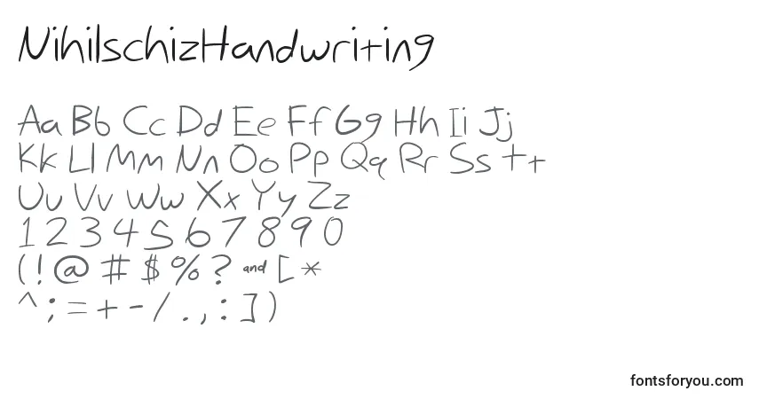 Schriftart NihilschizHandwriting – Alphabet, Zahlen, spezielle Symbole