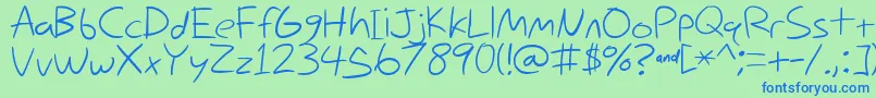 NihilschizHandwriting Font – Blue Fonts on Green Background