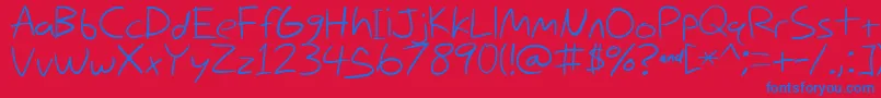 NihilschizHandwriting Font – Blue Fonts on Red Background